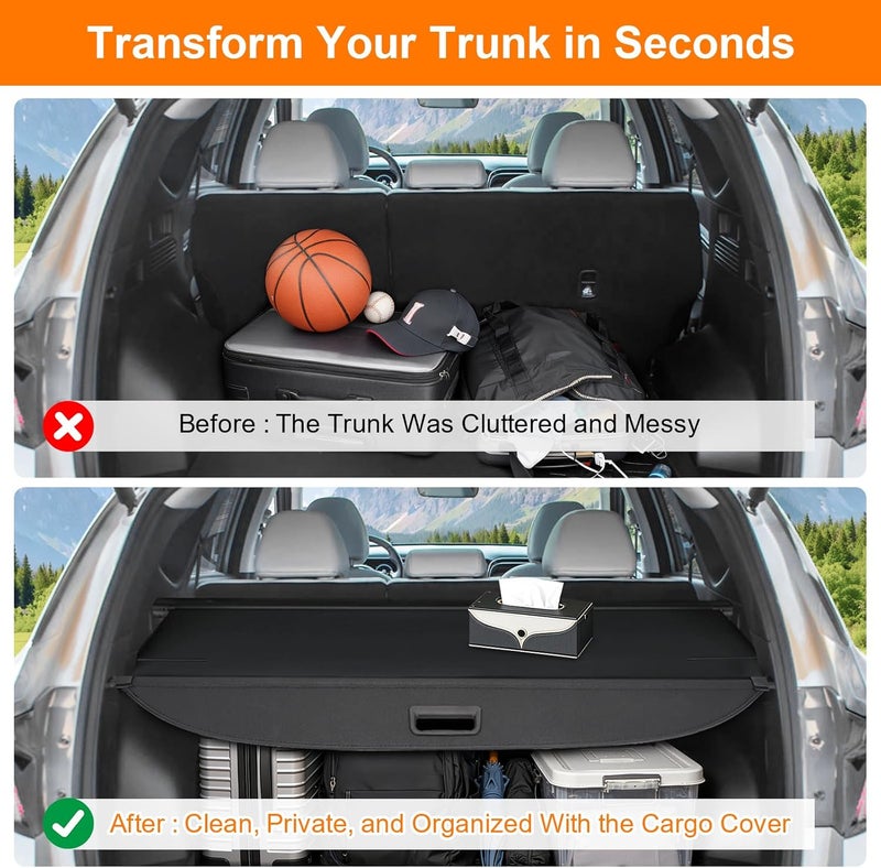 BIGACOVER Cargo Cover for Hyundai Tucson Hybrid 2022 2023-2025 Retractable Rear Trunk Security Cover Shield Shade Accessories No Drilling Required (Not for Other Hyundai Models) - Image 3
